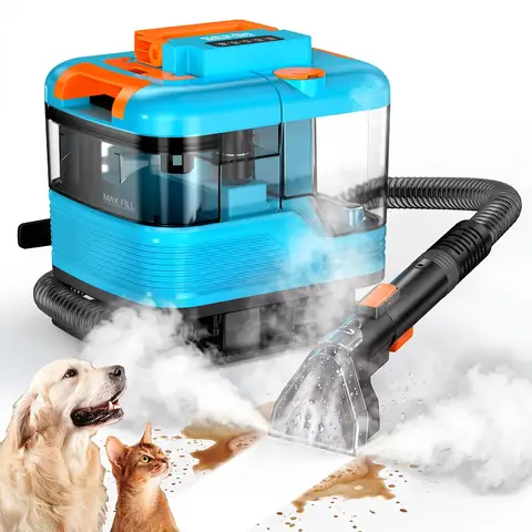 SEESII 1200W Portable Steam Cleaner 12kPa Suction 230°F High-Temperature Steam 5M Cord 1.5M Hose 2000ML Tanks Carpet Cleaning Machines for Pet/ Car/Couch/Rug/Spot