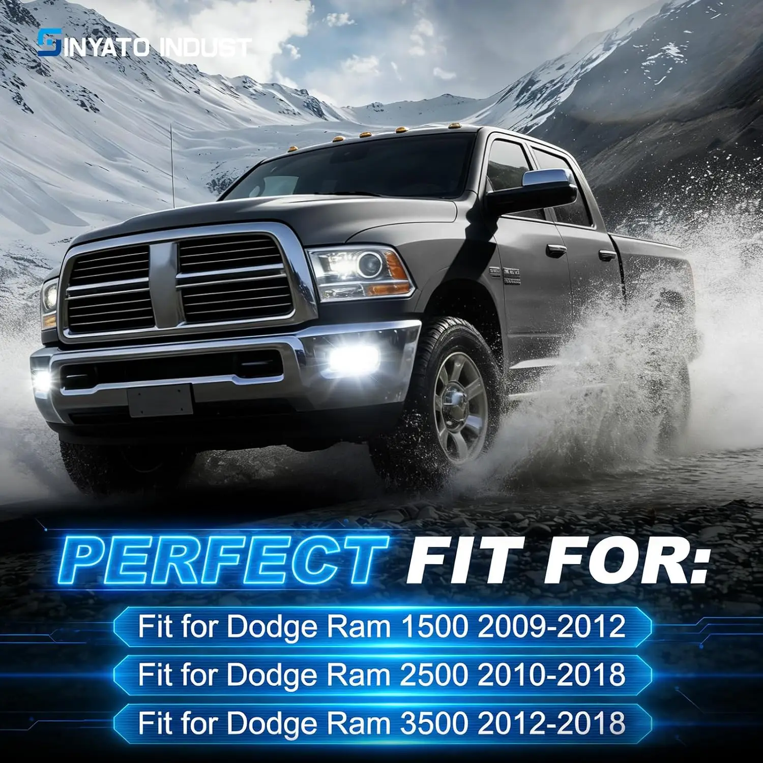 LED Fog Lights for 2009 2010 2011 2012 Dodge Ram 1500 Front Bumper Driving Fog Lamp Assembly for Dodge RAM 2500 3500 2012 2013 2014 2015 2016 2017 2018 Car Lights OEM Style Upgrade with Wiring Harness