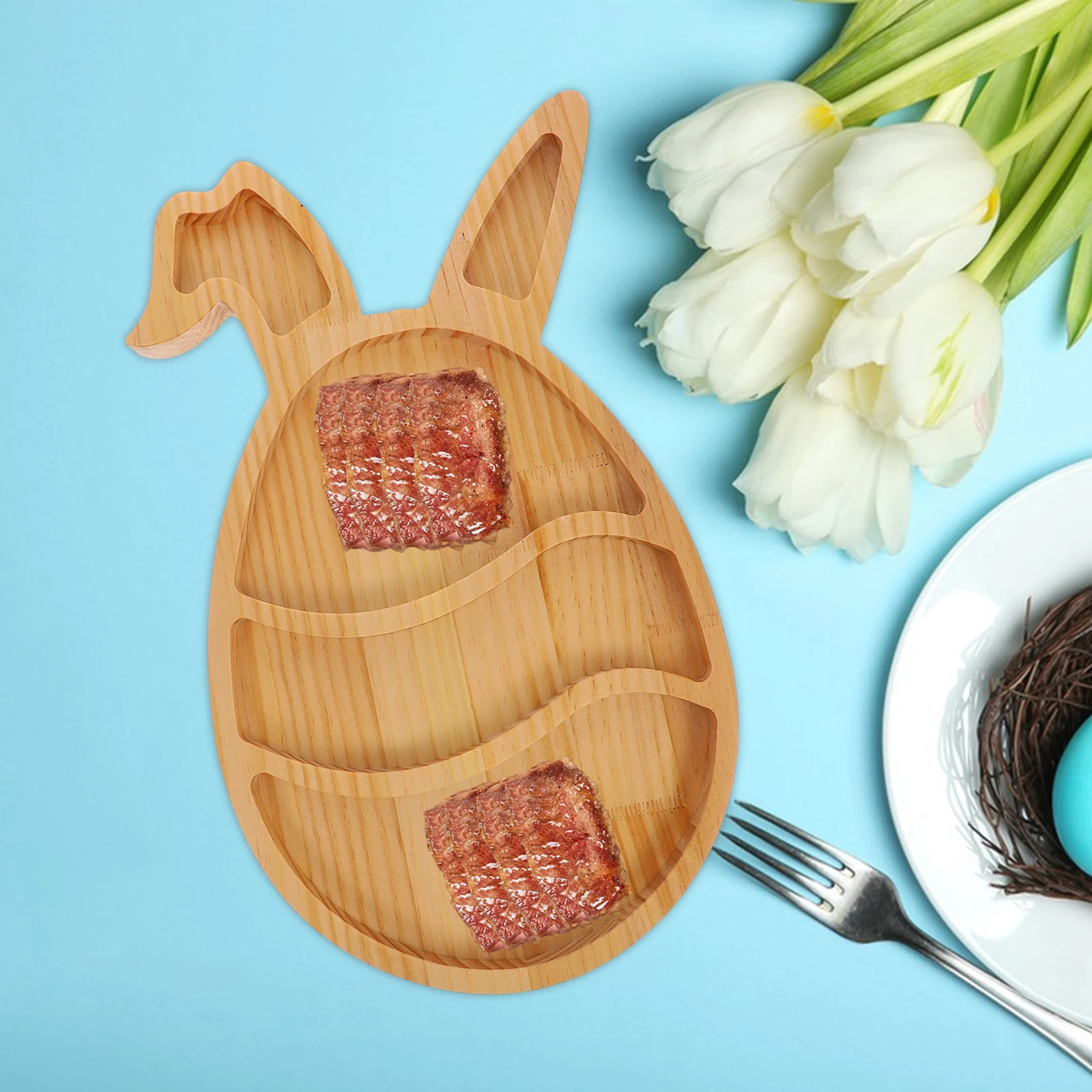 

Rabbit Tray Shape Charcuterie Food Cookie Plate Easter Kitchen Decor Candy Dish Bunny Serving Wood Trays Wooden