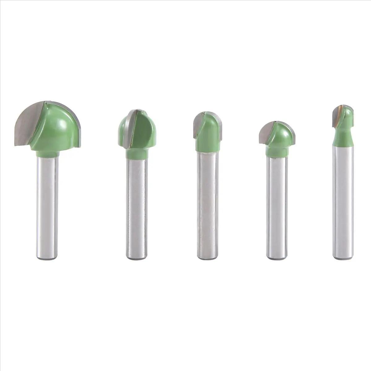 KSOL 5Pcs 6Mm Shank Ball Nose Router Bits Set End Mill Round Cove Box Solid Carbide CNC Radius Core Milling Bit