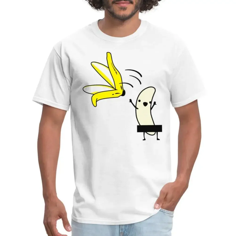 Banana Striptease Censored Men's T-Shirt Anime Graphic T-shirts For Men Clothing Women Tees Unisex Summer Short Sleeve