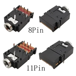 10Pcs PJ-307 3.5mm Stereo Audio Jack Socket 3.5 Dual Track Headphone Connector 8Pin 11Pin with Switch PJ307