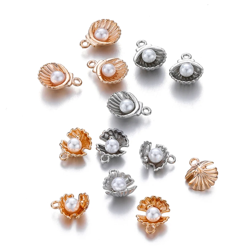 10Pcs/bag Imitation Pearl Ocean Small Shell Charms For Cute Necklace Bracelet Ear Pendants DIY Jewelry Making Accessories