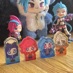 Arcane:League of Legends Acrylic Brick Keychain Jinx Vi Plate Desk Decor Standing Collection Ornament Kids Friends Gift Toy Cos