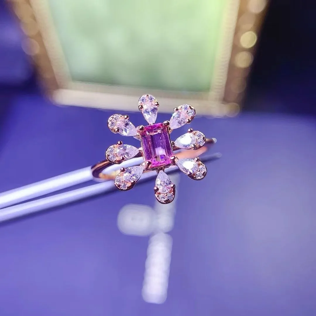 KJJEAXCMY High End Women's Ring Natural Tourmaline S925 Silver with Electroplating Boasting High Clarity Full Brilliance