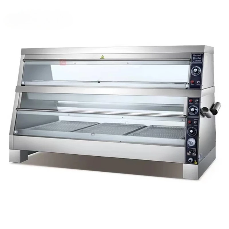 Trapezoidal Insulated Cabinet Electric Commercial Kfc Hot Display Showcase Dry Wet Insulation Fast Food Warmer With Thermostat