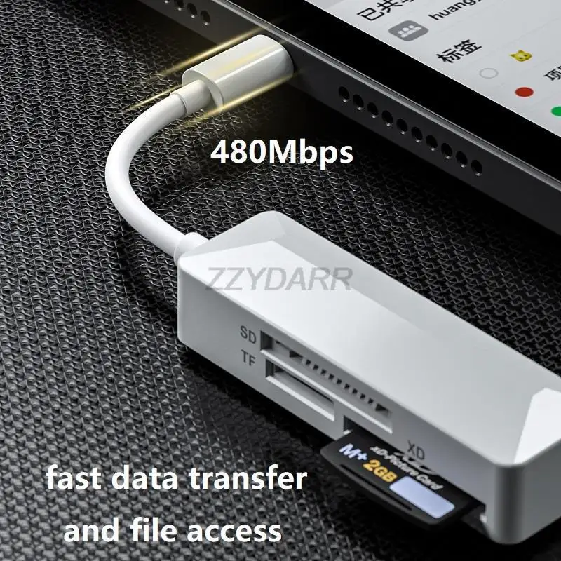 3 in 1 Type C XD Card Reader or Lightning to Micro SD Card Reader for iphone XD Picture Card Reader Adapter for SD TF XD
