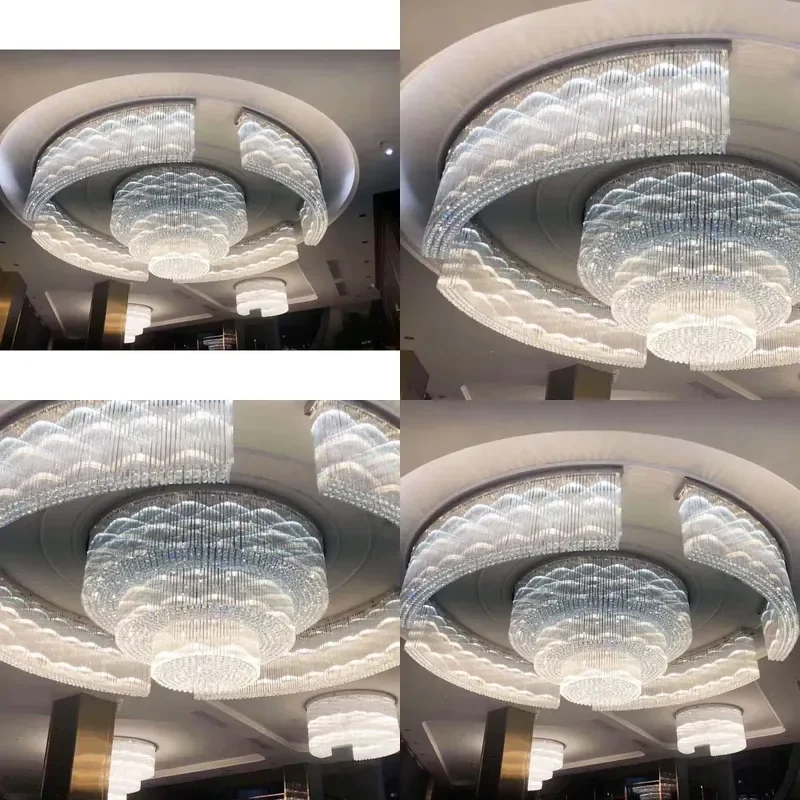 for Custom Large Wedding Chandelier Modern LED Crystal Lighting Banquet Ceiling Light