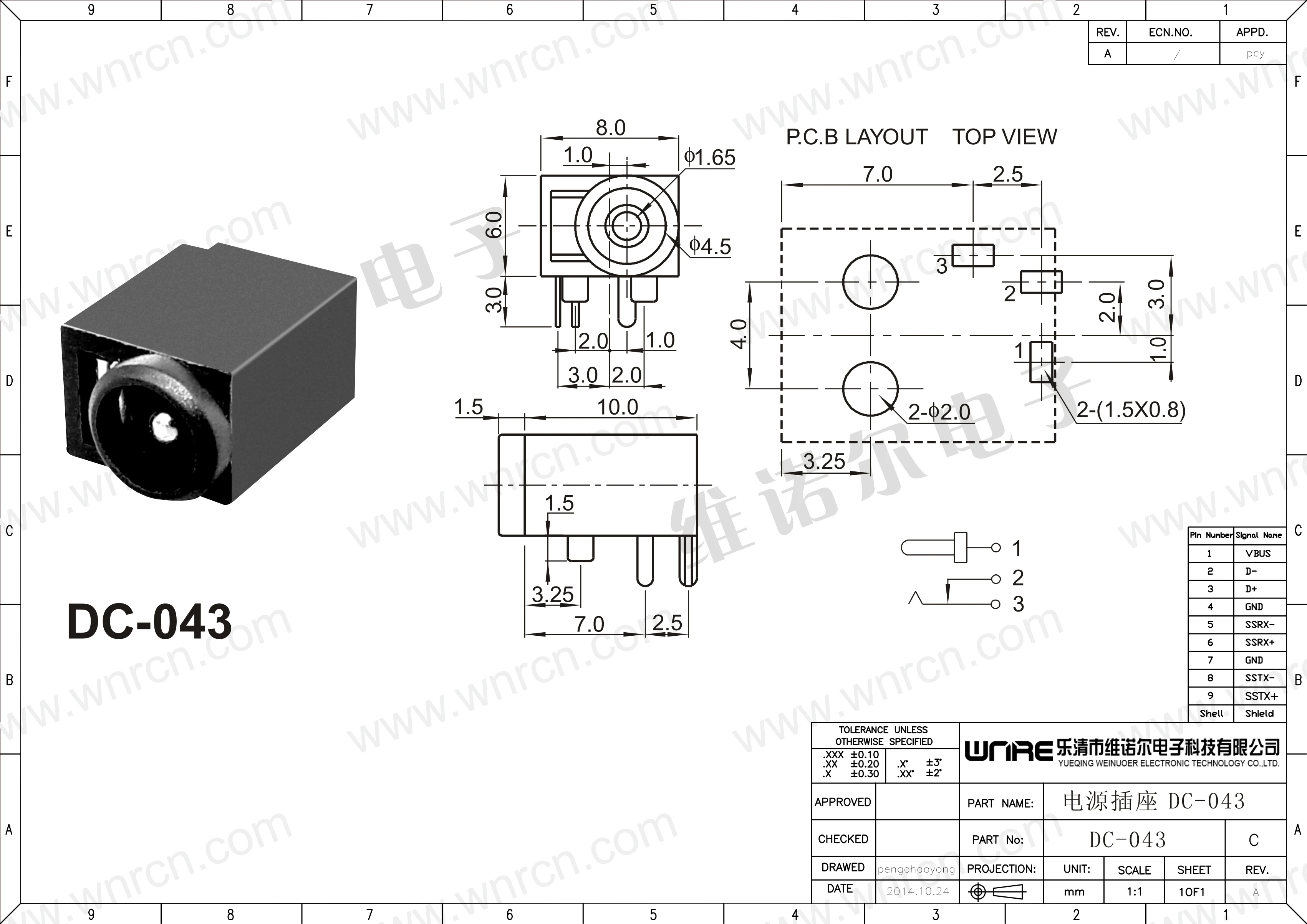 3P DC Power Socket DC-043 Interface Black Connector Female Adapter Equipment Product Charging Port Accessories