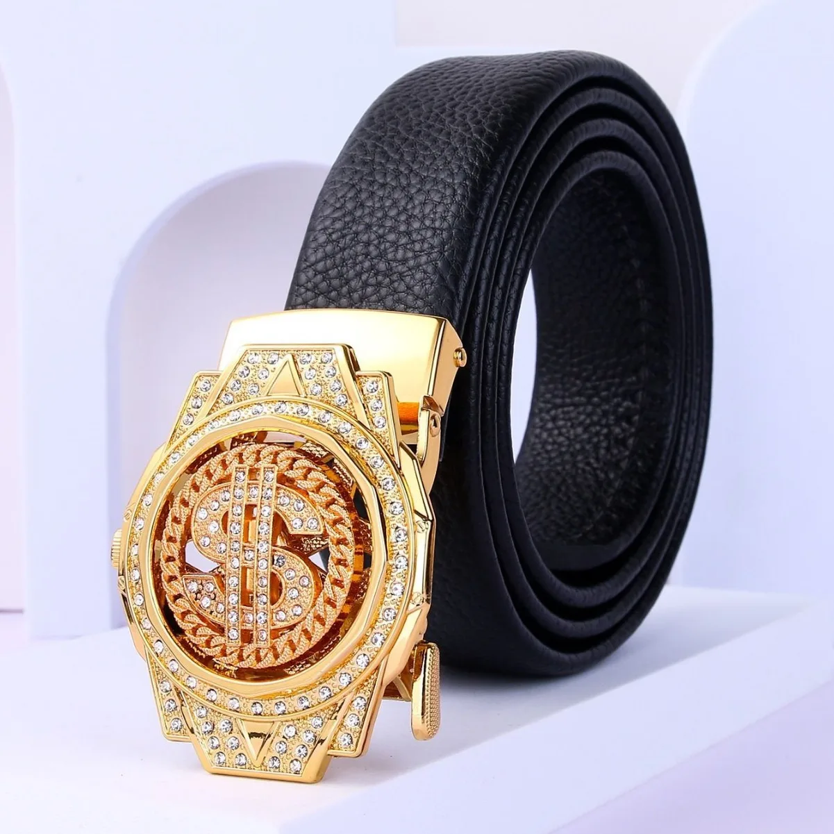 New PU Leather Belts Luxury Golden Buckle Brown Men Belt for Men Personality Designer Automatic Buckle Male Mens Belt Cinturon