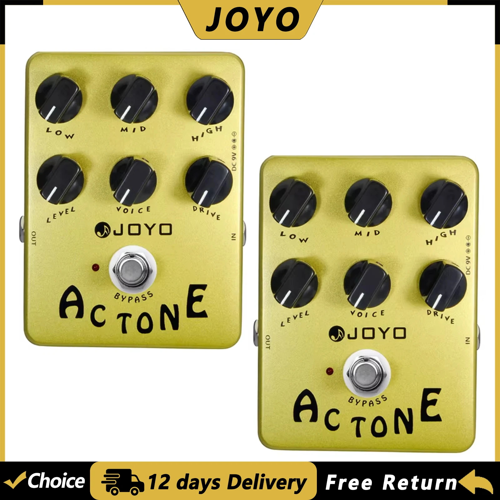 

2Pcs JOYO JF-13 AC Tone Overdrive Effect Pedal Guitar Classic British Rock Sound AC-30 Tube Amplifier Simulation Guitar Pedal