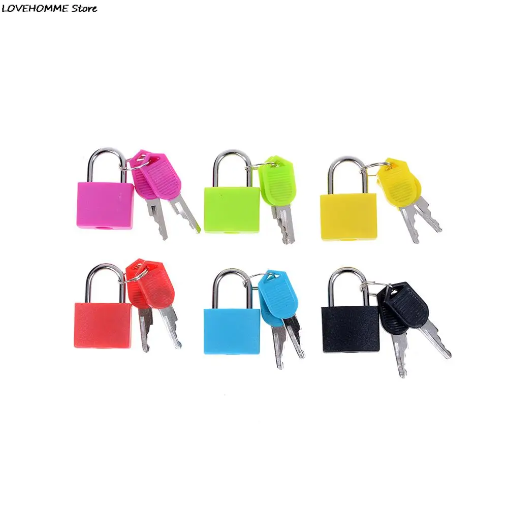 1PC 6 colors Small Mini Strong Steel Padlock Travel Tiny Suitcase Lock with 2 Keys Wholesale Top Quality