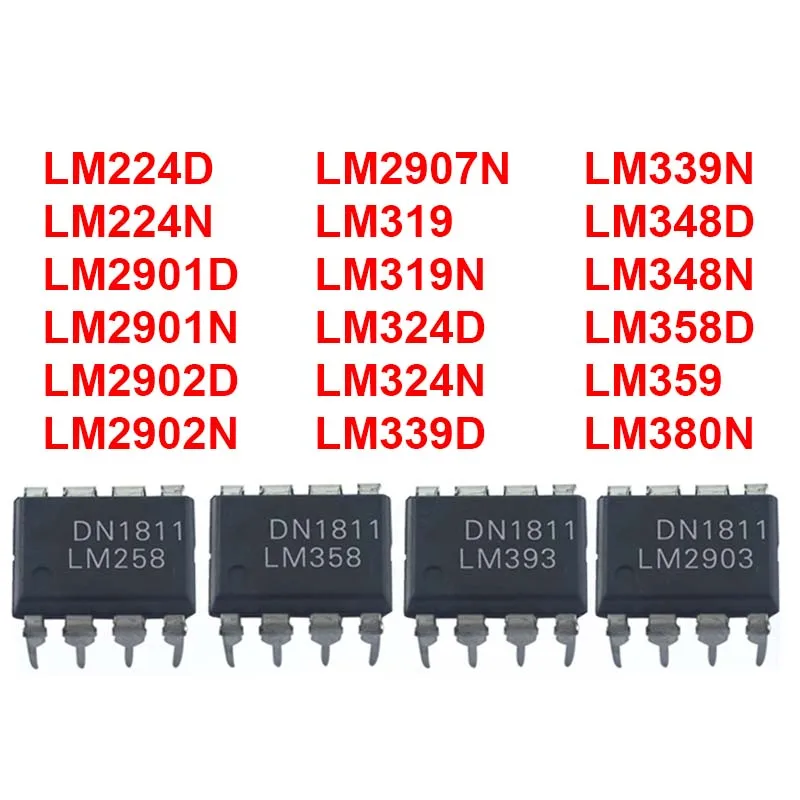 10pcs LM358D LM224D LM224N LM2901D LM2901N LM2907N LM319 LM319N LM324D LM324N LM339D LM339N LM348D LM348N LM359 LM380NAmplifier