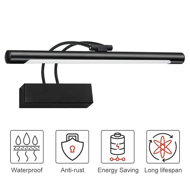 

American 41cm 8w Iron Black Bathroom Wall Light Fixtures Side Mirror Light Retro Lamp Led Make Up Dressing Room Fixtures
