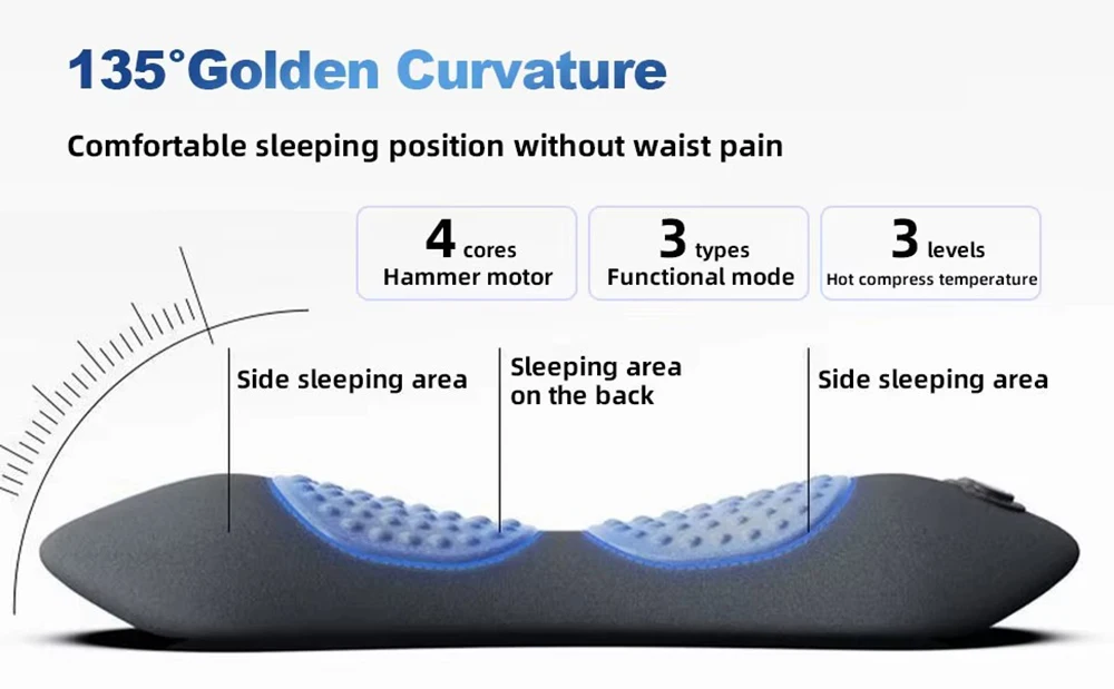 Back Pillow Bed Sleeping Waist Protection Pad Lying Flat Waist Relief Waist Support Heating Vibrating Electric Massage Pillow