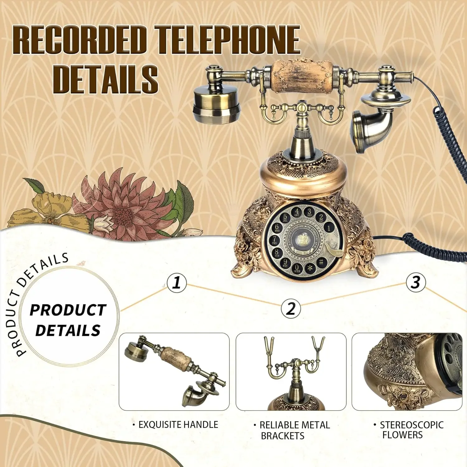 الكلاسيكية خمر الروتاري الحرفية الزفاف الزوار زهرة بيضاء العتيقة التذكارية نعمة الصوت الهاتف اعترافات حفلة عيد ميلاد استخدام