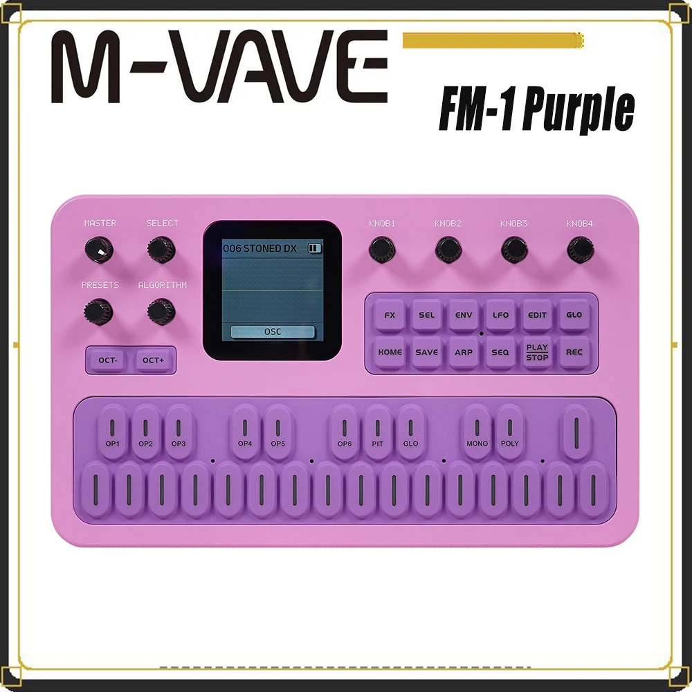 M-VAVE FM-1 Digital Wave Synthesizer, Purple Color, LCD Screen, Multi Effects ARP Sequencer for Music Production （SK15）