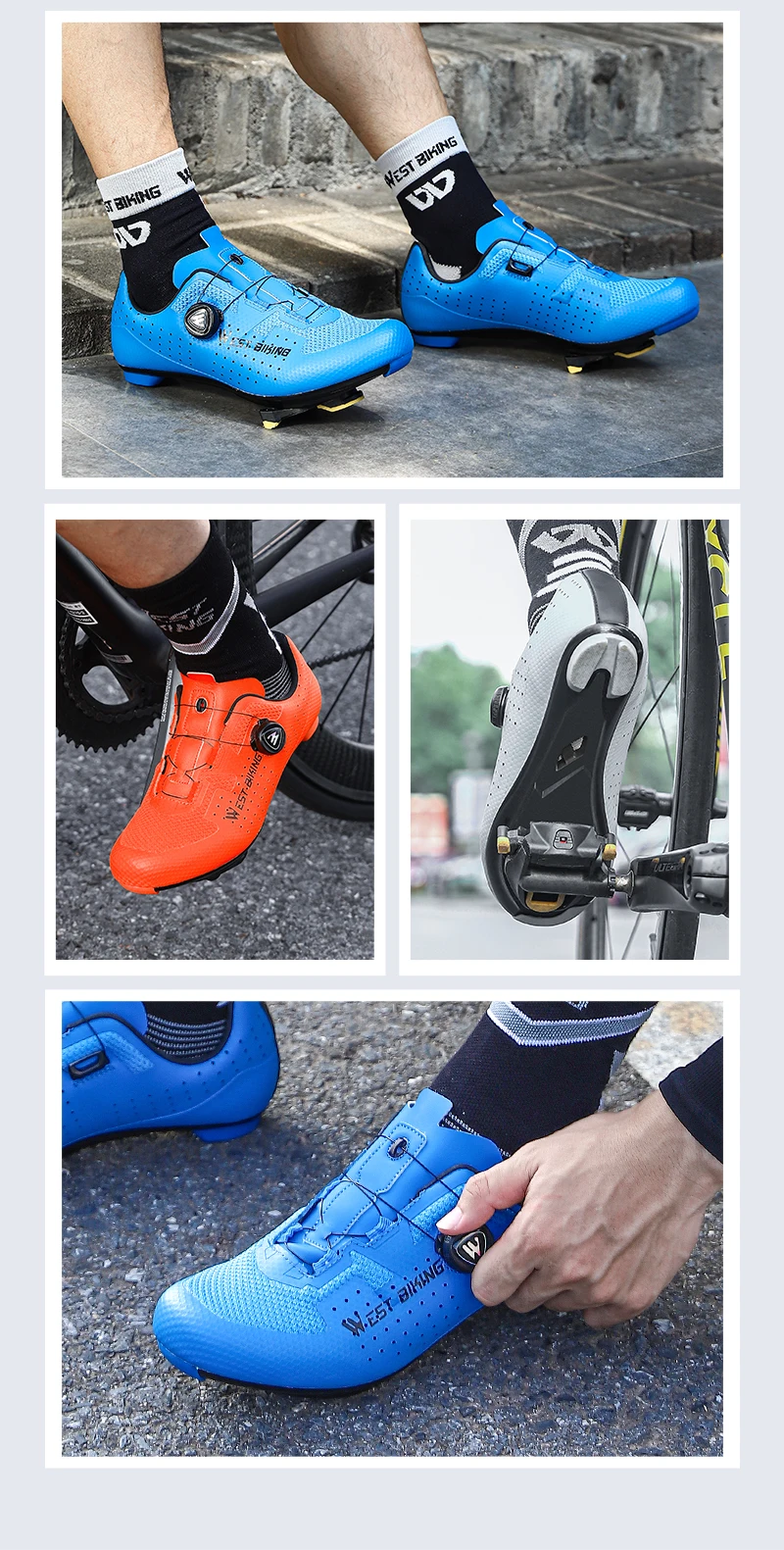 WEST BIKING Fahrradschuhe Herren, selbstsichernde Rennrad- und MTB-Schuhe, Schnellspannknopf, atmungsaktive Nylonsohle, Renn- und Outdoor-Sneaker – Detail 15