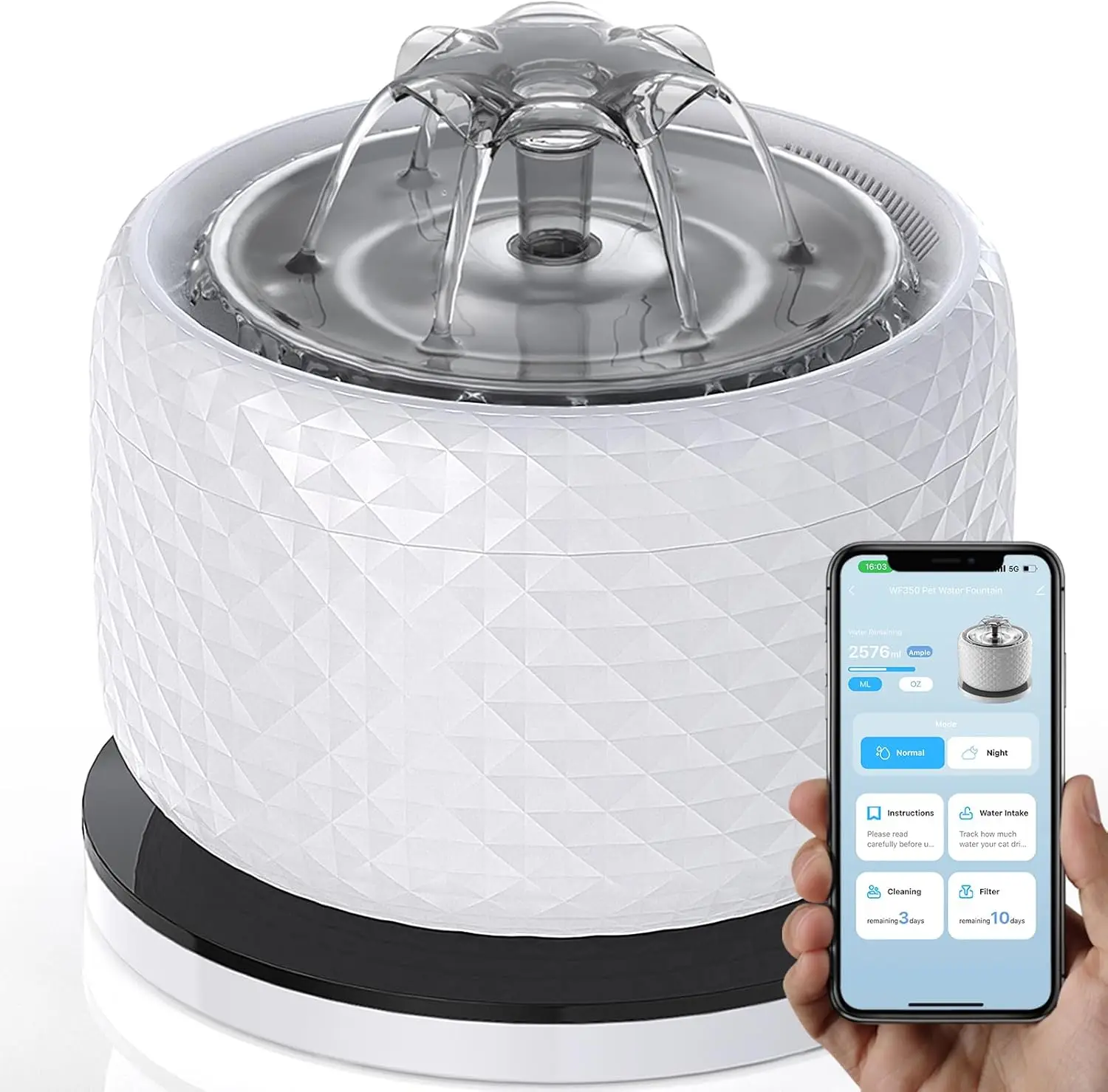 

118oz/3.5L Smart Cat Water Fountain with App Control, Kitty spout cat Water Fountain, Ultra Quiet Pet Water Fountain for Cat