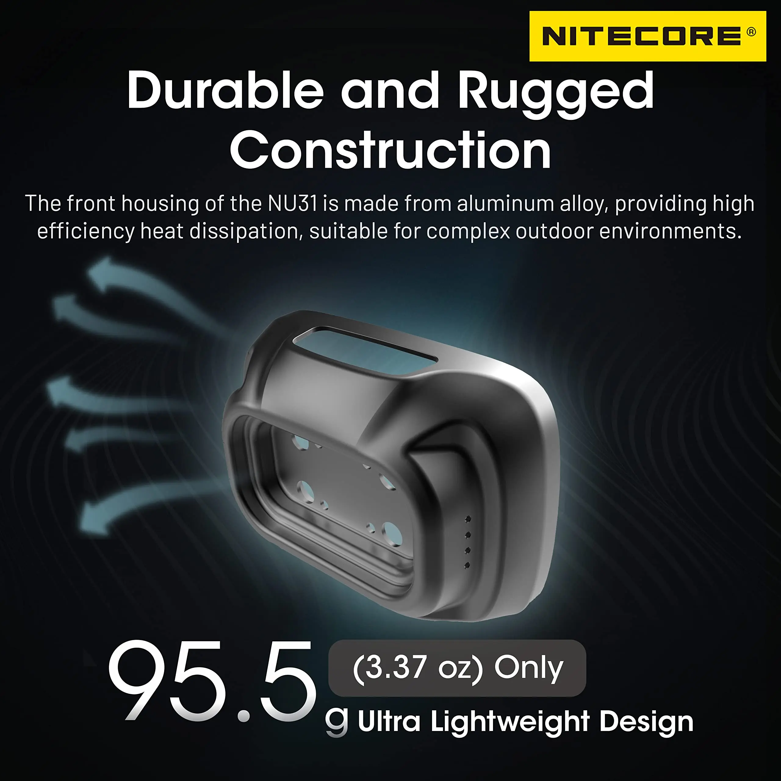 Nitecore NU31 550 Lumen Lightweight Aluminum Headlamp Triple Output USB-C Rechargeable