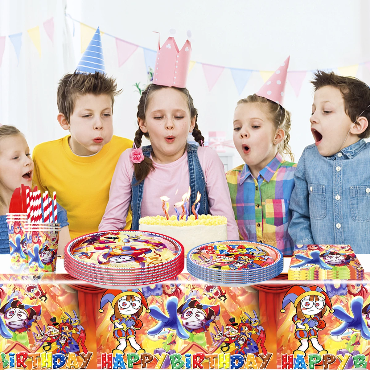 Décor de fête d'anniversaire numérique LYus pour enfants, fournitures de fête préChristophe, ballons et bannières, drapeaux britanniques, assiette, articles pour filles