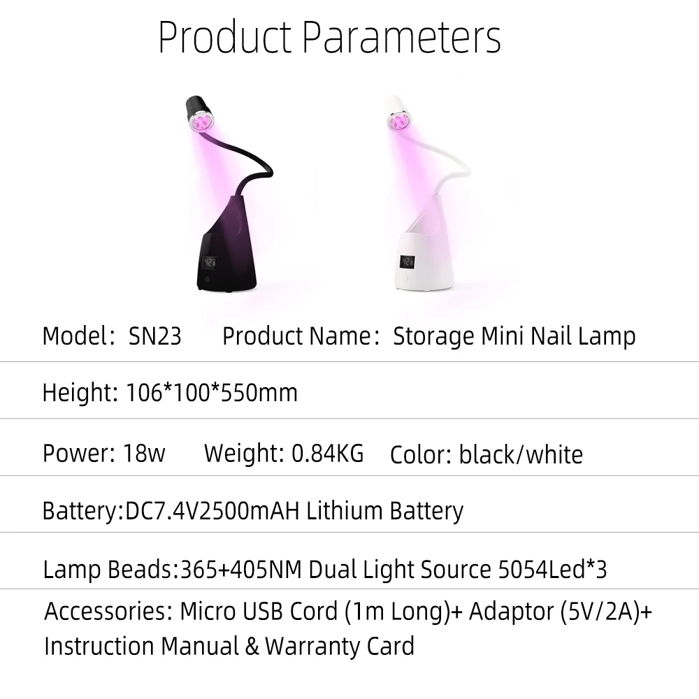 เครื่องอบเล็บ LED แบบตั้งโต๊ะ ชาร์จไฟได้ 18 วัตต์ สำหรับอบเจลทาเล็บ ไร้สาย แสงสีแดง พร้อมกล่องเก็บ