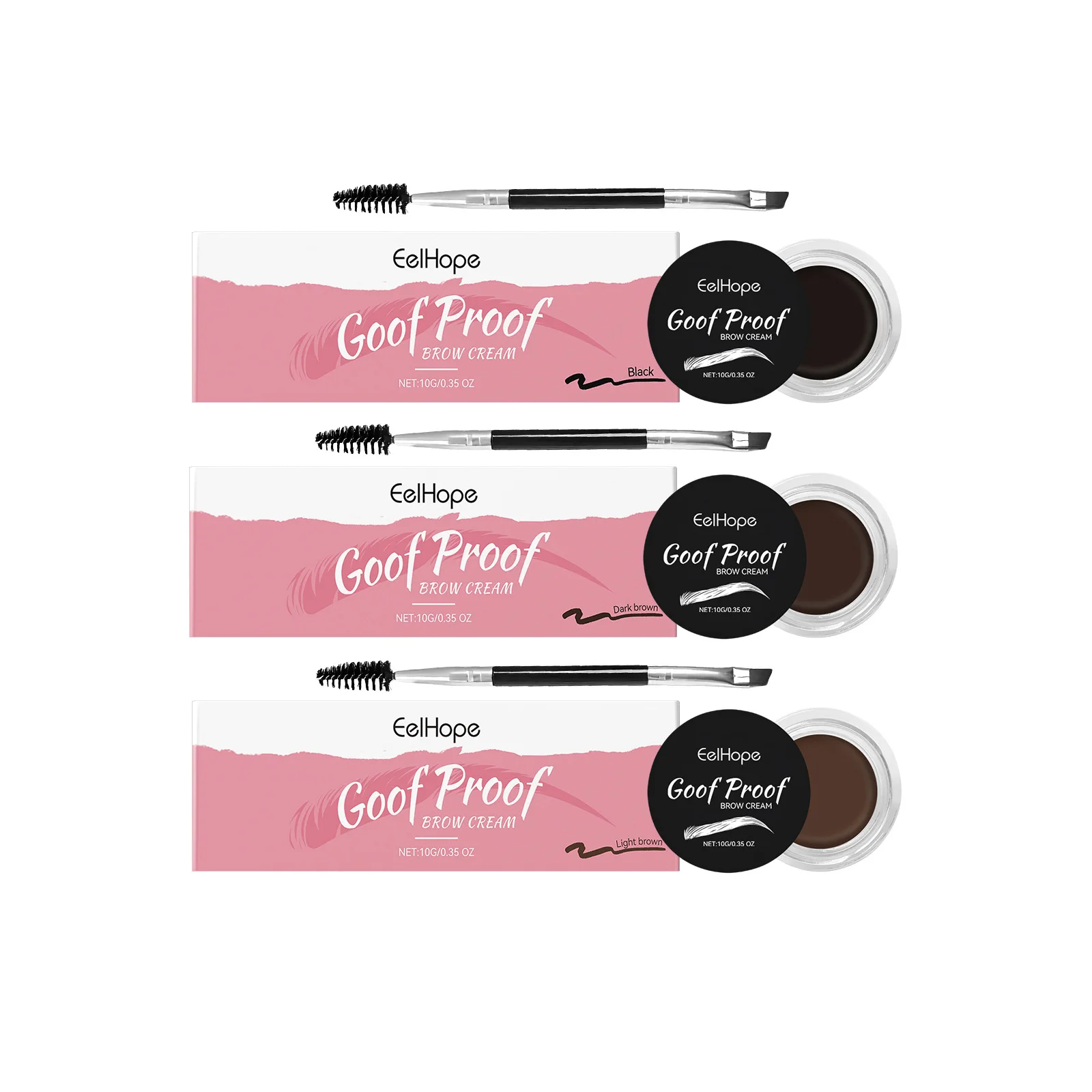 Eelhope Eyebrow Cream Lasting Waterproof Sweatproof Eyebrow Tint Eyebrows Makeup Products Matte Brown Black Wild Eyebrow Cream
