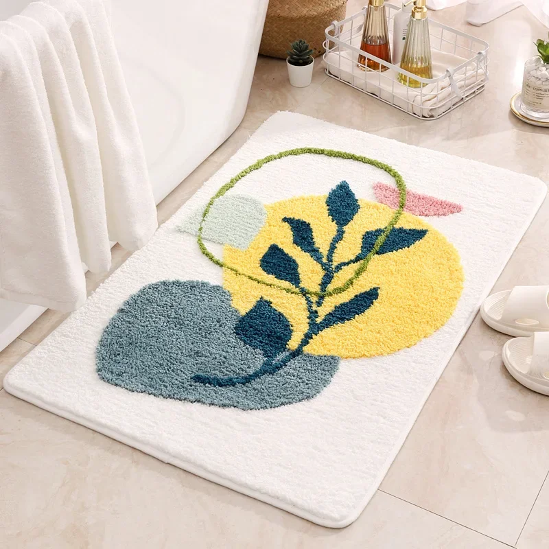 Flocking simple living room carpet bathroom non-slip mat toilet absorbent non-slip floor mat door kitchen floor
