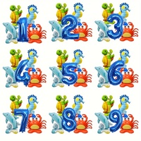 5pcs Cute Sea Animal Theme Balloons Crab Seahorse Dolphin Turtle Shape Balloon for The Sea Party Decoration Birthday Balloon