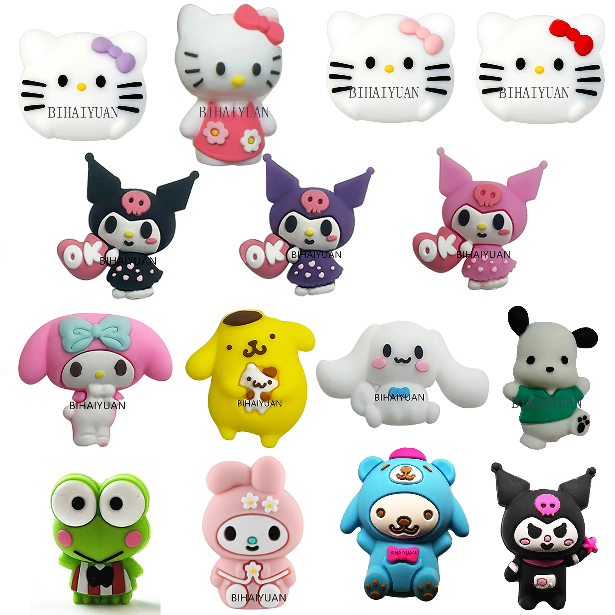 5pcs Hello kitty Kuromi mijn melodie 3D focal Siliconen kralen Bijtring Sieraden Kralen Food Grade Voor pen Fopspeenketting