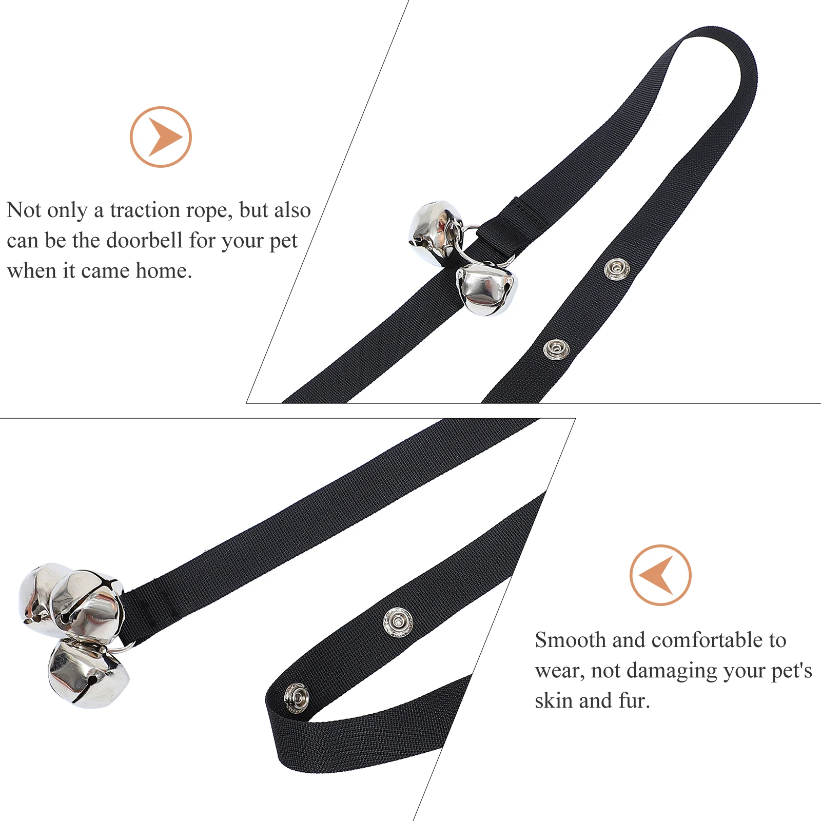 

Pet Doorbell Rope High quality Aluminum Bell Black Braided Tape Dog Position Tracker Anti tear Pet Supplies Door Guard