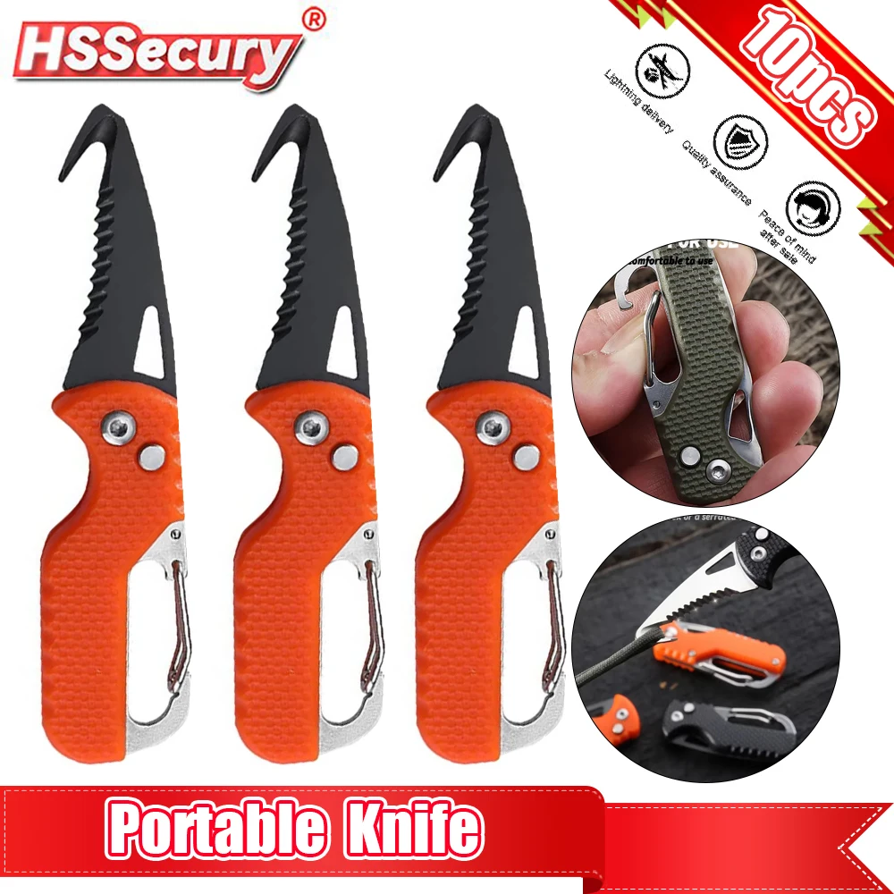 

Portable Express Parcel Knife Stainless Fast Serrated Hook Knife For Outdoor Camping Carry-on Unpacking Keychain Folding Cutter