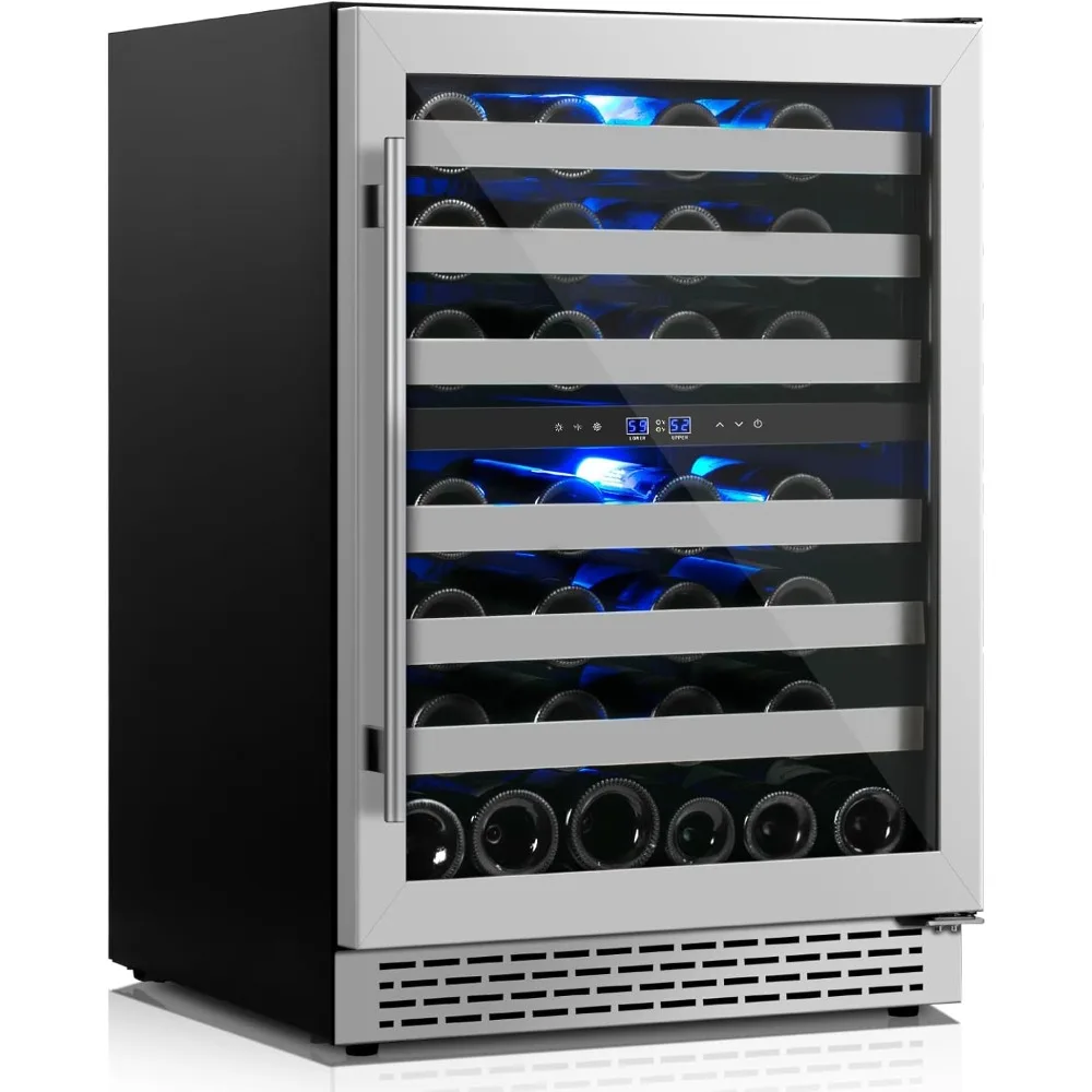 

24 Inch Wine Cooler Refrigerator Under Counter,54 Bottle Dual Zone Wine Cooler,New Upgrade Built-in/Freestanding,Reversible Stai