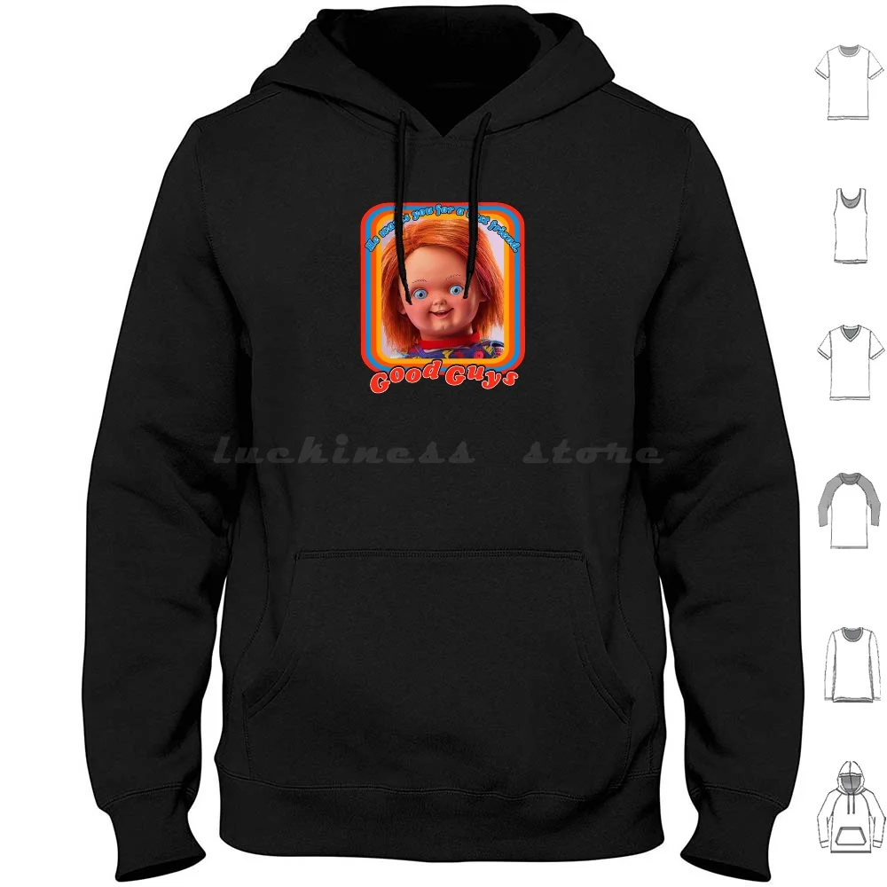 Sudadera con capucha de algodón de manga larga Good Guys, Chucky, Childs Play, Horror, Good Guy, Good Guys, Muñeca de los años 80, Bride of Chucky, Muñeca Good Guy