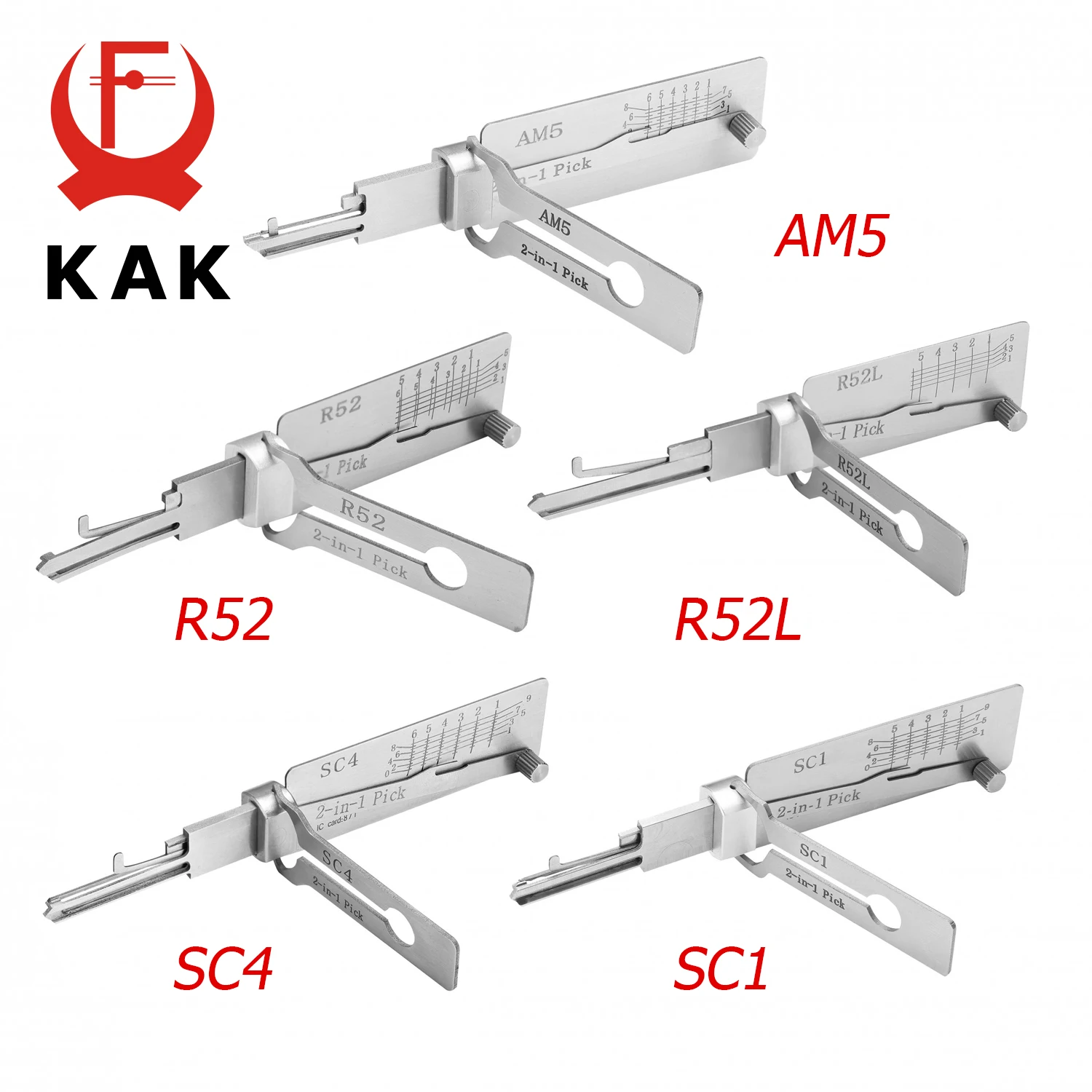 KAK Stainless Steel Precision Tool 2 In 1 Key Decoder Hook & Pick Set O-ring Pickup Hand Tool Kit Maintenance Repair Tool Set
