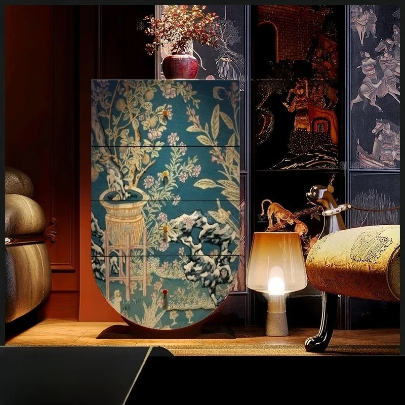 Chinese style glazed solid wood chest of drawers entrance cabinet storage cabinet