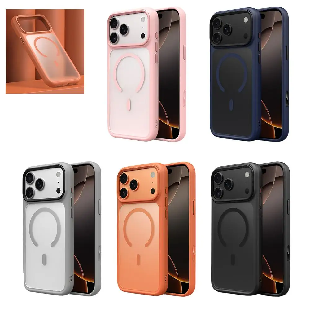   Para iphone 17 funda protectora semitransparente con sensación de piel magnética para MagSafe protección a prueba de golpes cubierta translúcida nuevo D9V8