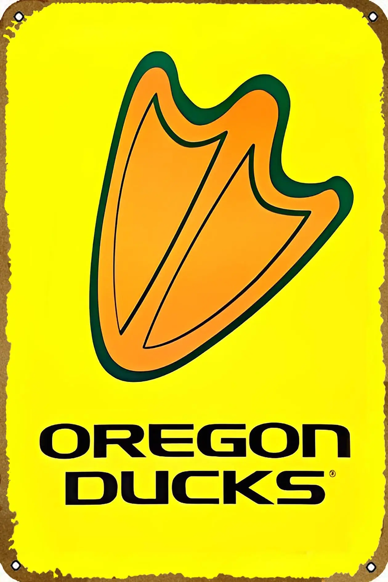 Oregon Ducks ;Footprint; Alternate Team Logo Poster - Team Spirit Vintage Metal Signs,Funny Poster Sign Wall Art Decor Plaque fo