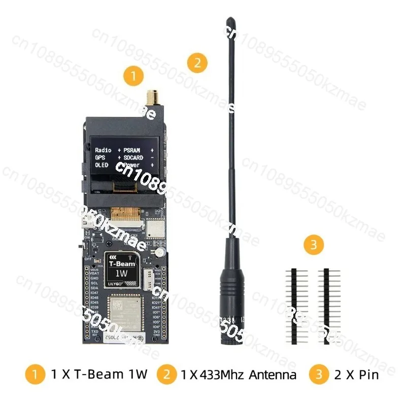 1W ESP32-S3 Module SX1262 830 - 945MHz with 1.3-inch OLED and GPS, Compatible with F550 Battery