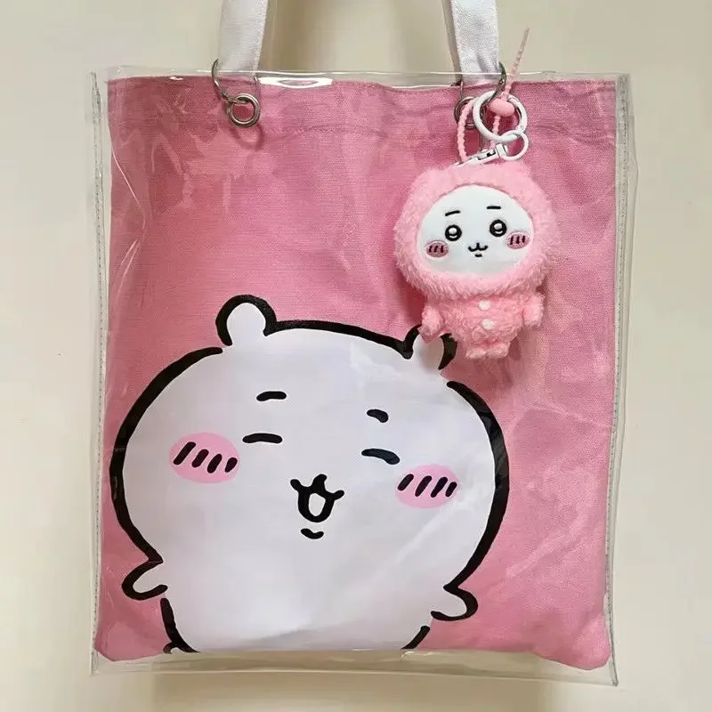 2024 Anime Kawaii New Hachiware Chikawa Double Layer Transparent Canvas Bag Cartoon Eco-Friendly Tote Bag Usagi Lunch Bag Gifts