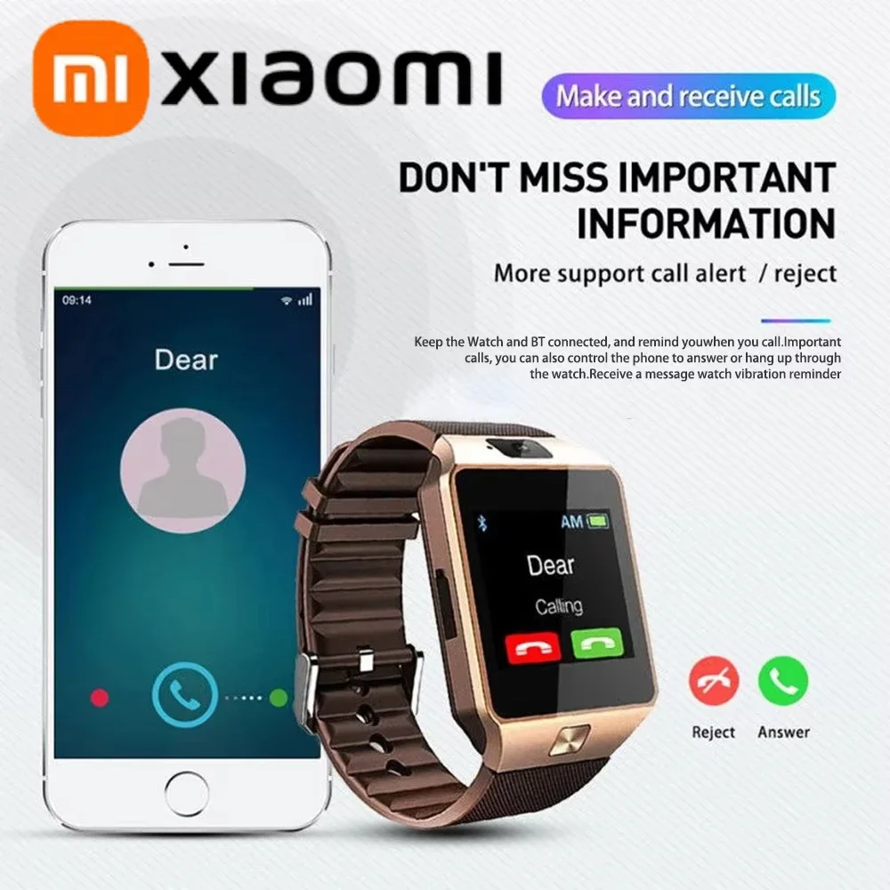 Xiaomi デジタルタッチスクリーンスマートウォッチ DZ09 Q18 ブレスレットカメラ Bluetooth 腕時計 SIM カード IOS Android 電話サポート