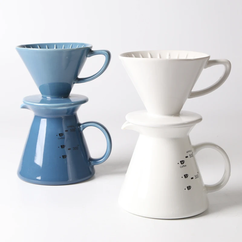 

New -arrival Hot Sale Blue and White Cafe Ceramic Pour Over Coffee Dripper for Sale