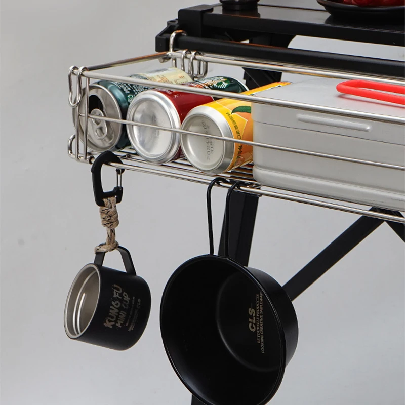 1 قطعة منظم رف مكتب من الألومنيوم قابل للطي ، سلة تخزين معلقة محمولة للتخييم على الطاولة والمكتب