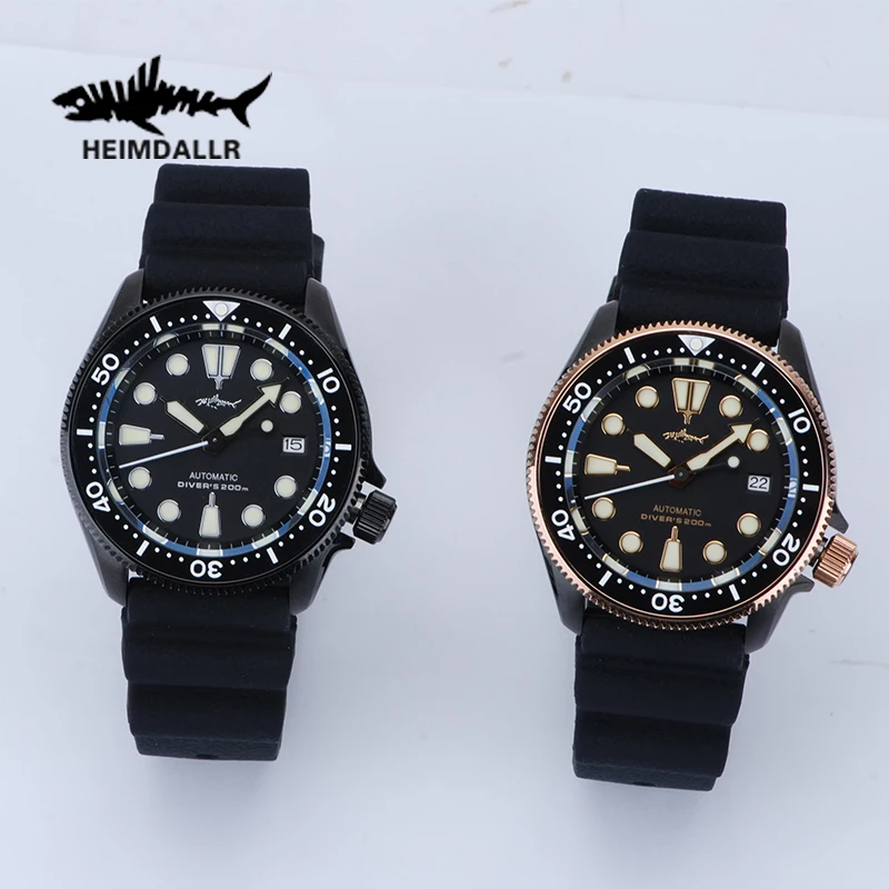 Heimdallr الفاخرة الياقوت PVD SKX007 الرجال غواص ساعة NH35 السيراميك الحافة مطلي حالة الأعمال التلقائي الميكانيكية ساعة 20Bar