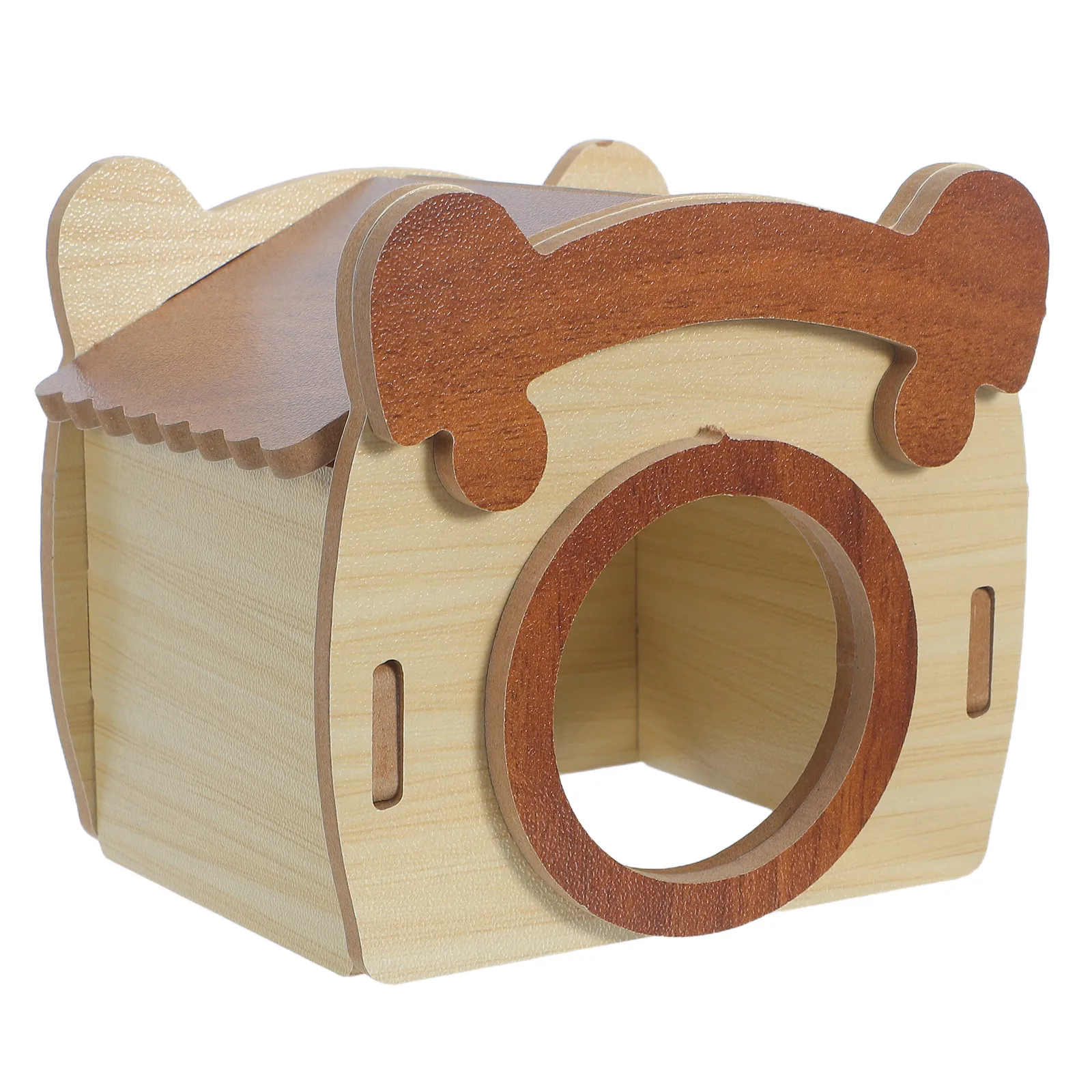 Wooden Hamster Hideout Maze Detachable Multi Chamber House Playground Platform for Small Pet Cage