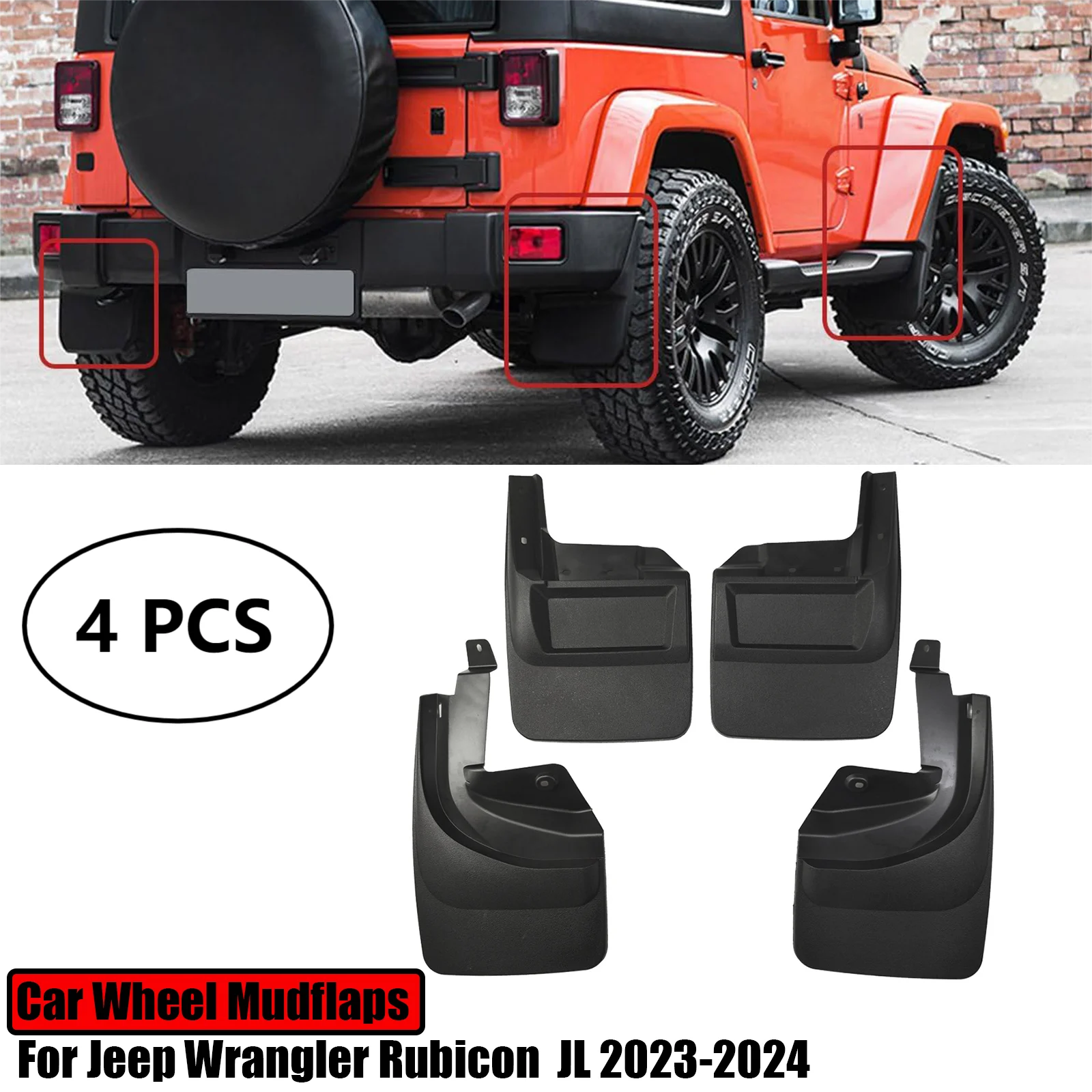 4 Pcs Car wheel MudFlaps For Jeep Wrangler Rubicon JL 2023-2024 Front Rear Wheel Protector Mudguards Splash Guards Accessories