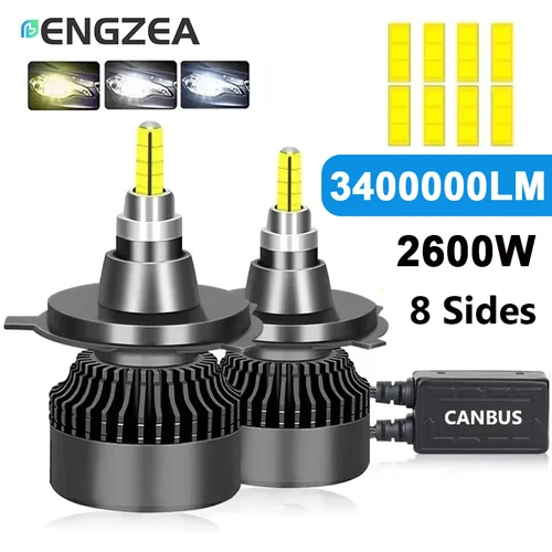 ENGZEA 3400000LM 2600W H4 H11 LED 360 Canbus 9012 H7 H1 H3 H8 D1S D2S 4300K HB3 9005 HB4 9006 faro Led para coche 6000K antiniebla 12V