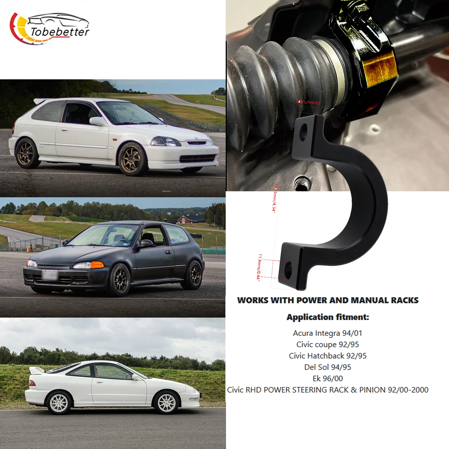 

Power Steering to Manual Conversion Rack Bracket pinion Collar For Honda Civic EG 92-95 Hatchback coupe Integras Ek 96/00