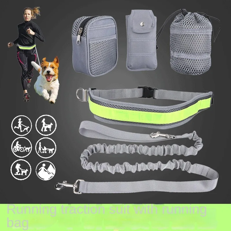 

Best-selling Pet Running Traction Suit with Purse Multi-color Reflective Traction Rope Collar and Belt