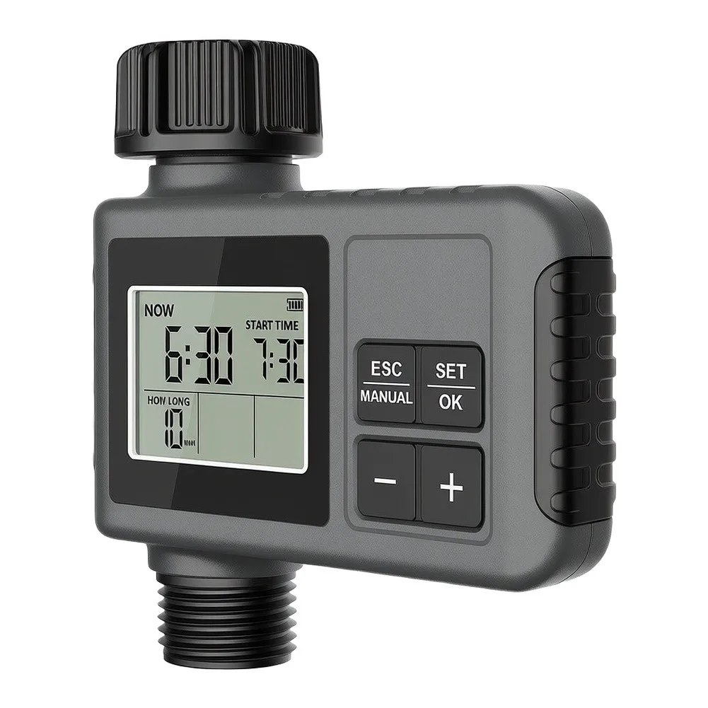 Programmable Water Timer with Rain Delay Mode and Manual Option for Customized Lawn and Garden Water Management